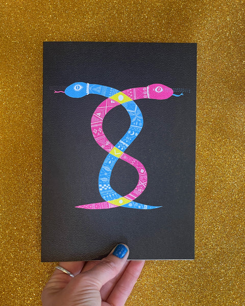 The Infinity Snakes of Time Giant Greeting Card (Black)